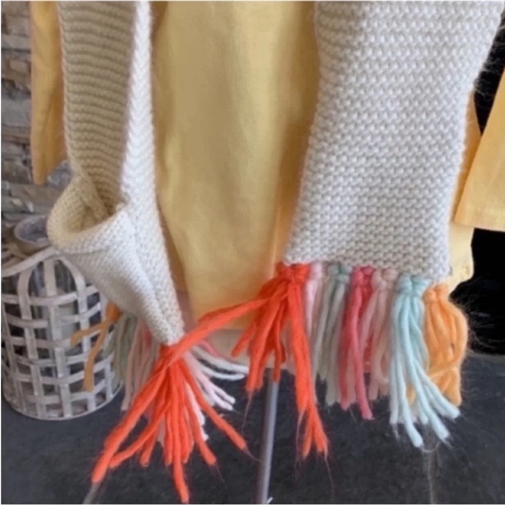 Knit Rainbow Unicorn Hat Scarf Mitten Combo